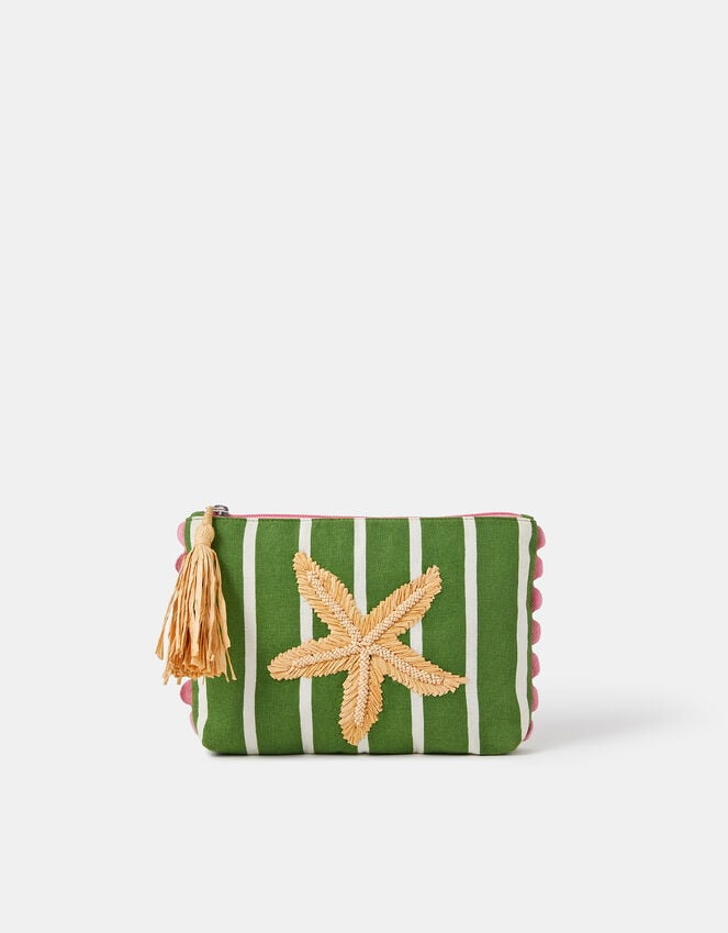 accessorize Raffia Starfish Stripe Pouch