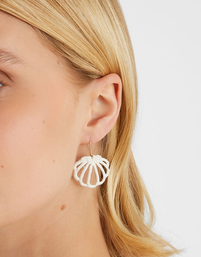 Accessorize Raffia Wrapped Shell Drop Earrings