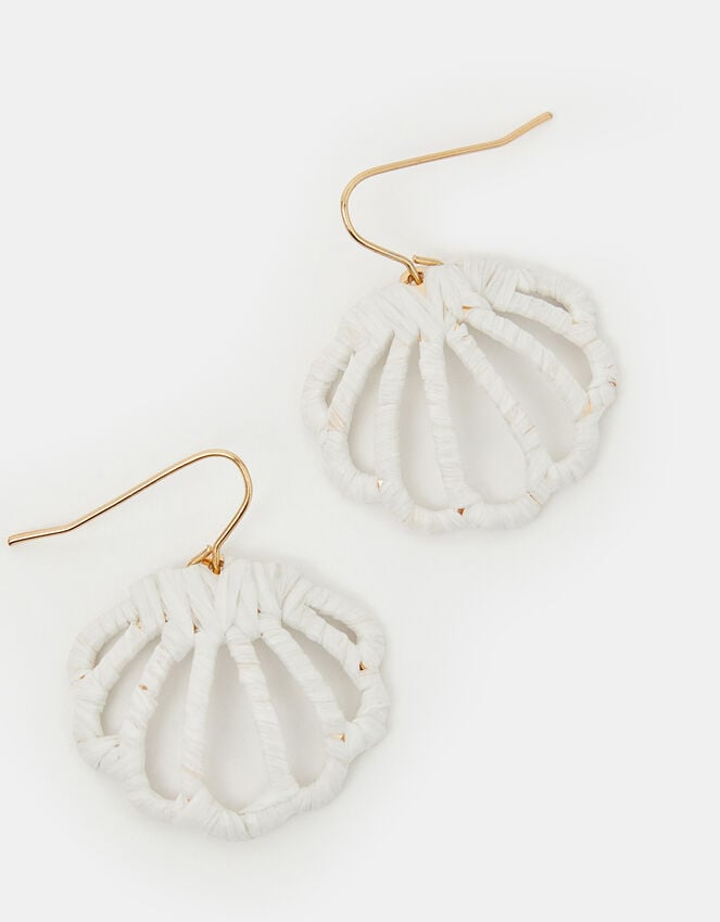 accessorize Raffia Wrapped Shell Drop Earrings
