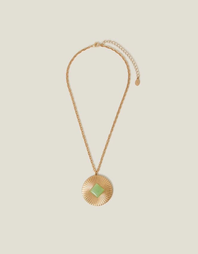 Accessorize Resin Stone Disc Pendant Necklace