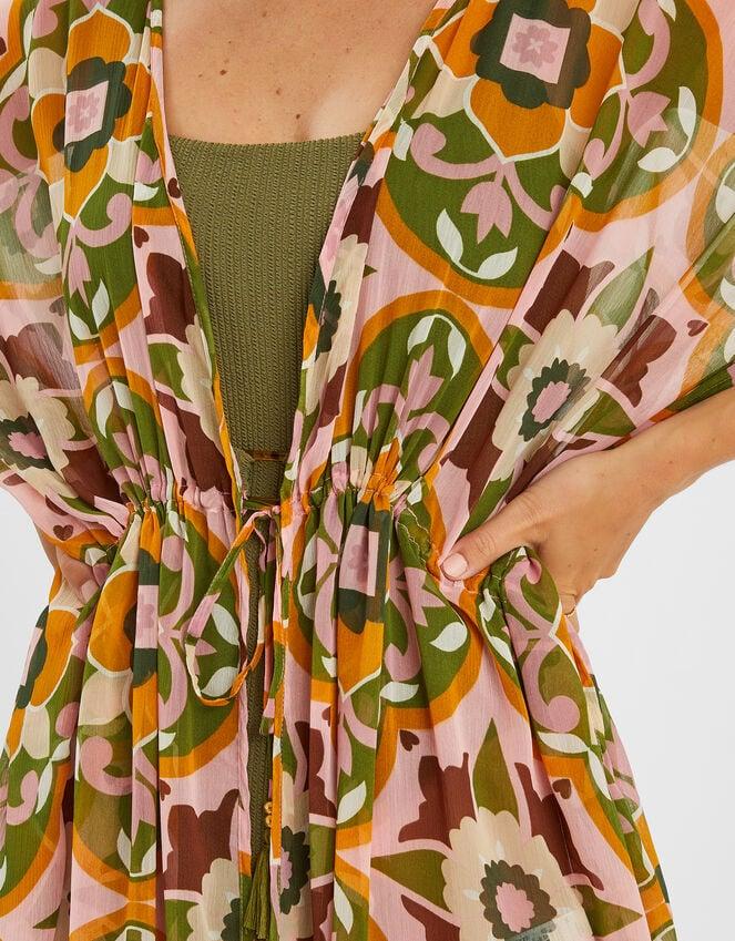 Accessorize Retro Floral Chiffon Maxi Kaftan Pink