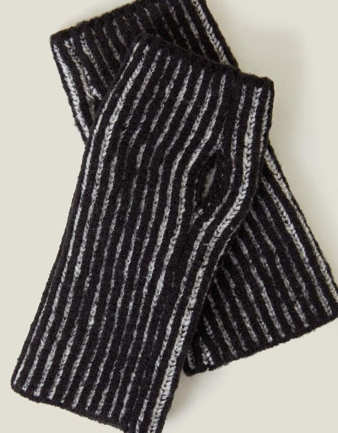 Accessorize Rib Knit Fingerless Gloves Black