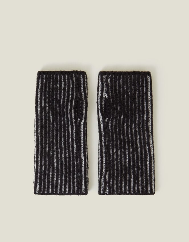 accessorize Rib Knit Fingerless Gloves Black