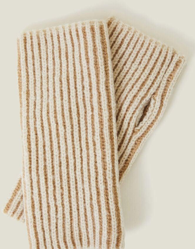Accessorize Rib Knit Fingerless Gloves Natural