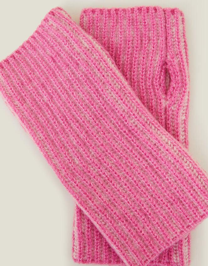 Accessorize Rib Knit Fingerless Gloves Pink