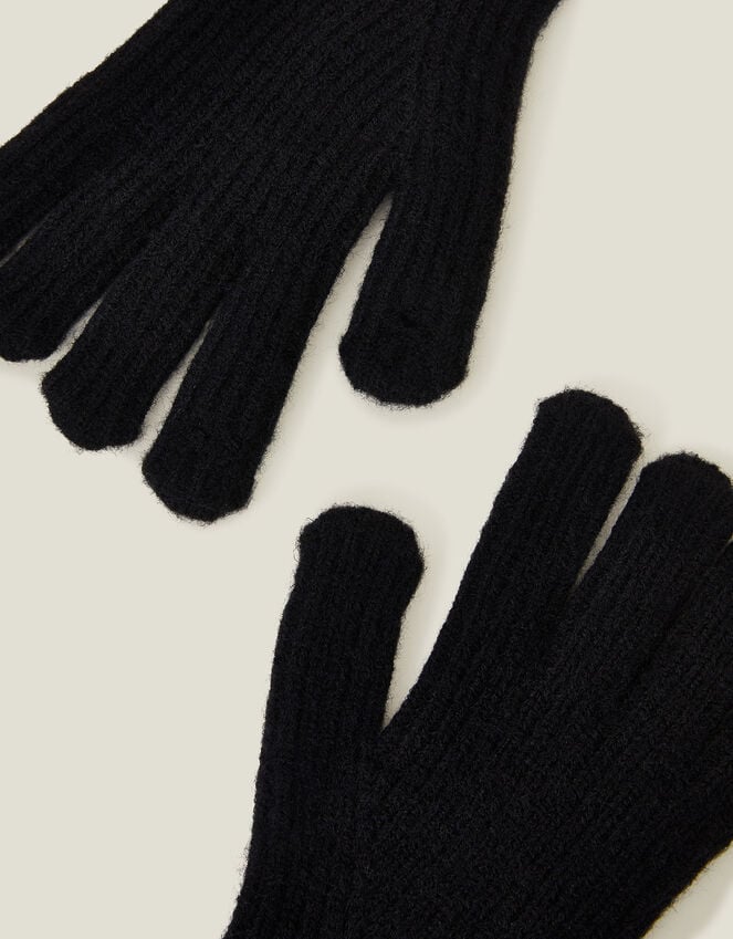 Accessorize Rib Knit Gloves Black