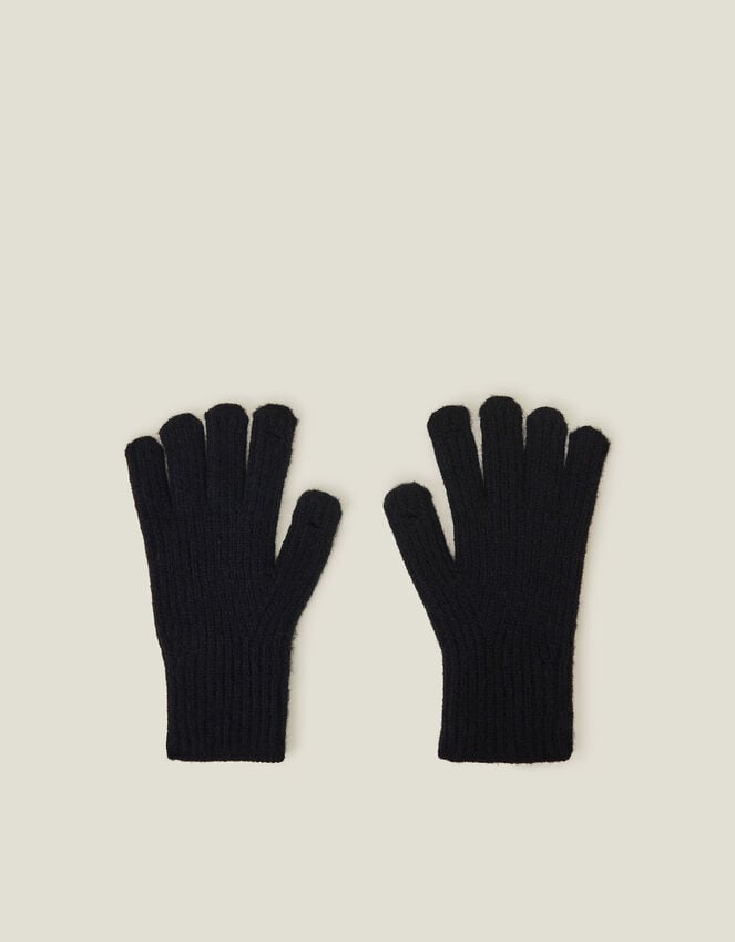 accessorize Rib Knit Gloves Black