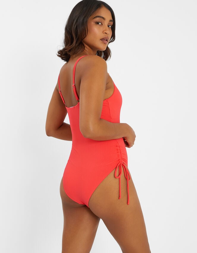 Accessorize Rib Tie-Side Swimsuit Orange