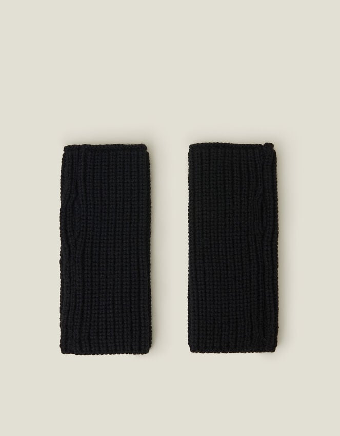 Accessorize Ribbed Cut Off Gloves Black