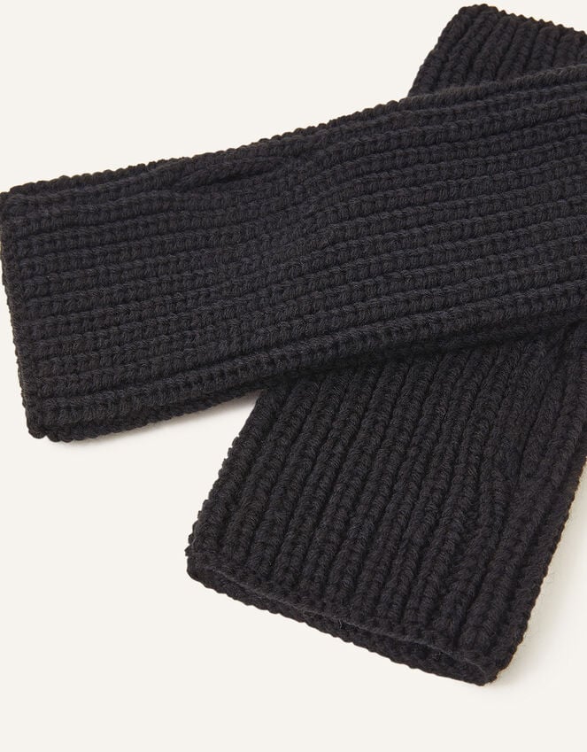 Accessorize Ribbed Cut Off Gloves Black