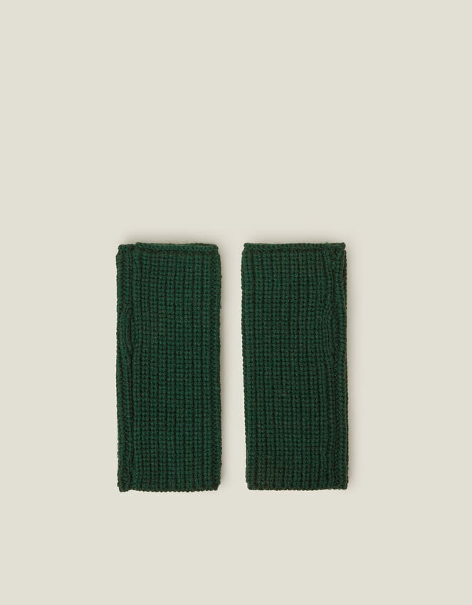 accessorize Ribbed Cut Off Gloves Green