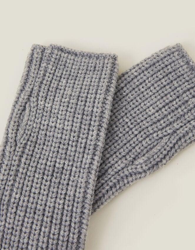 Accessorize Ribbed Cut Off Gloves Grey