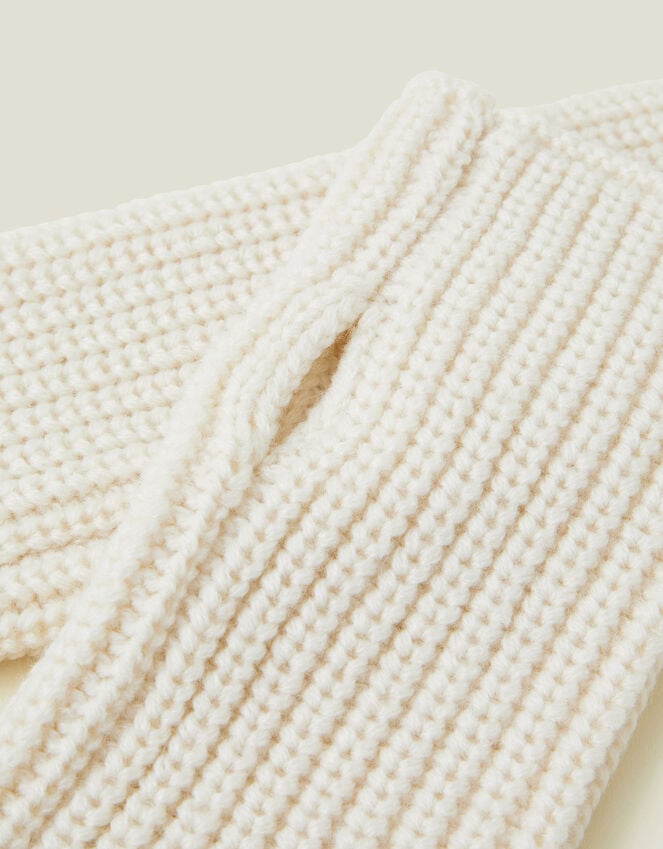 Accessorize Ribbed Cut Off Gloves Natural