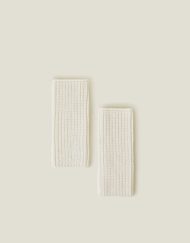 accessorize Ribbed Cut Off Gloves Natural