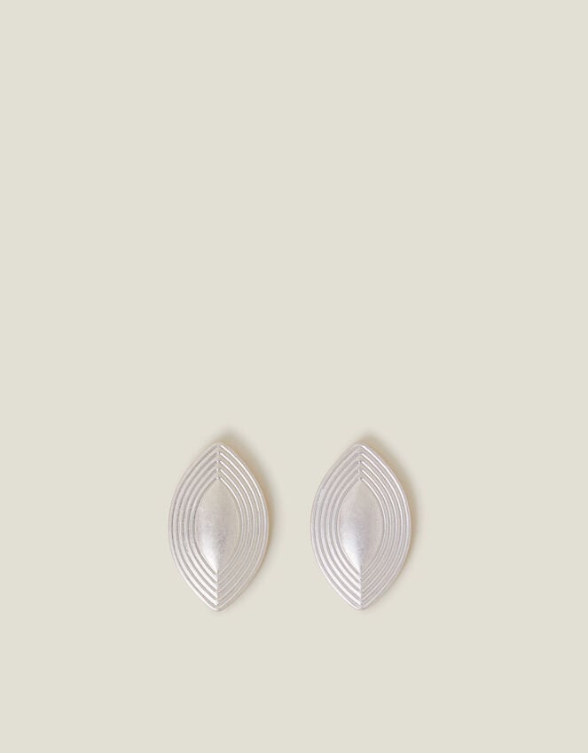 Accessorize Ribbed Diamond Stud Earrings Silver