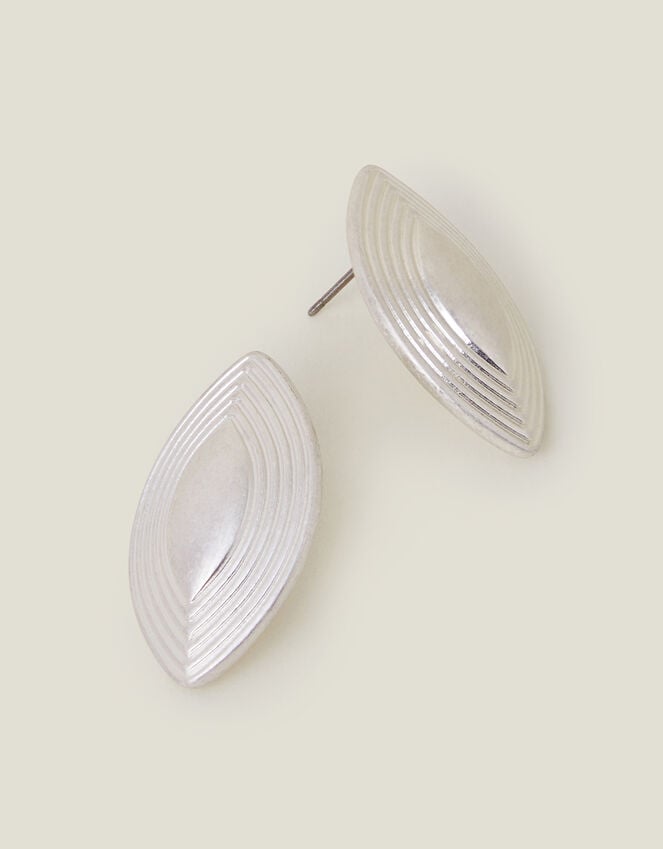 accessorize Ribbed Diamond Stud Earrings Silver