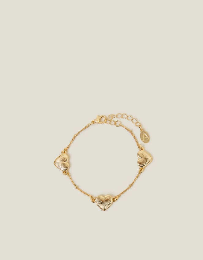 Accessorize Ribbed Heart Chain Bracelet