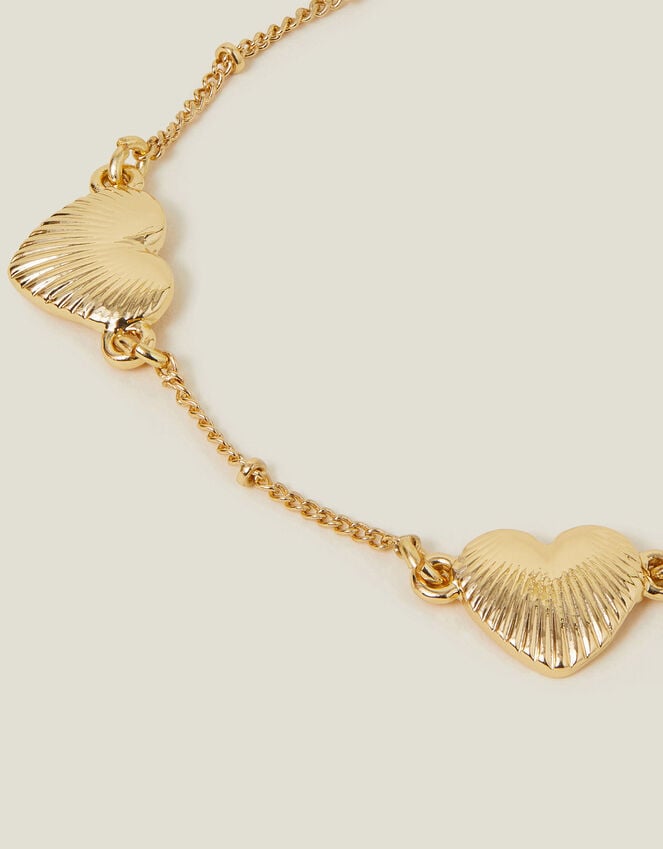 accessorize Ribbed Heart Chain Bracelet