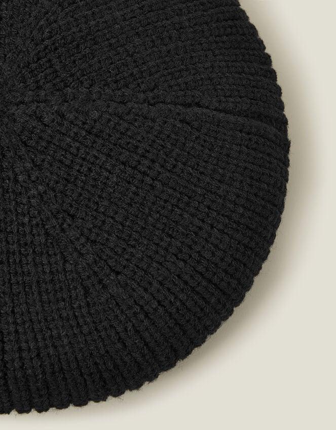 Accessorize Ribbed Knit Beret Black