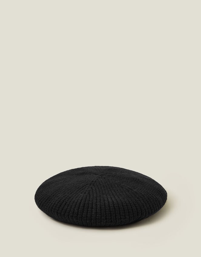 accessorize Ribbed Knit Beret Black