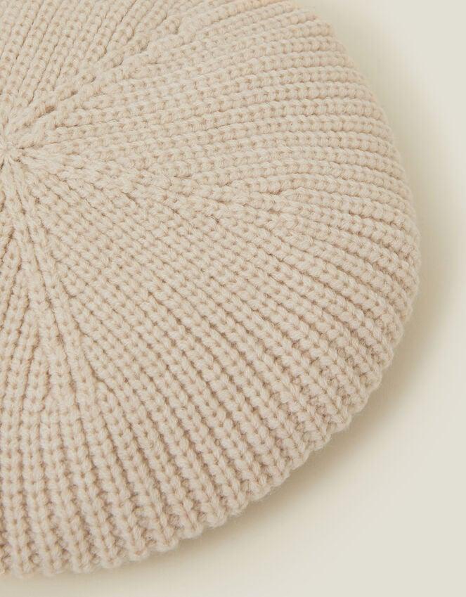Accessorize Ribbed Knit Beret Natural
