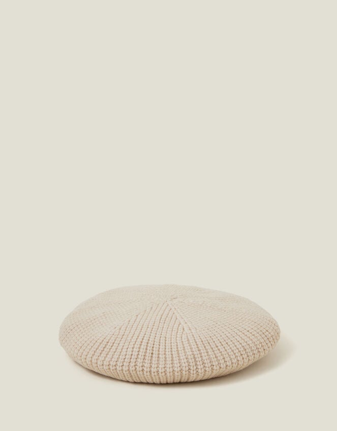 accessorize Ribbed Knit Beret Natural
