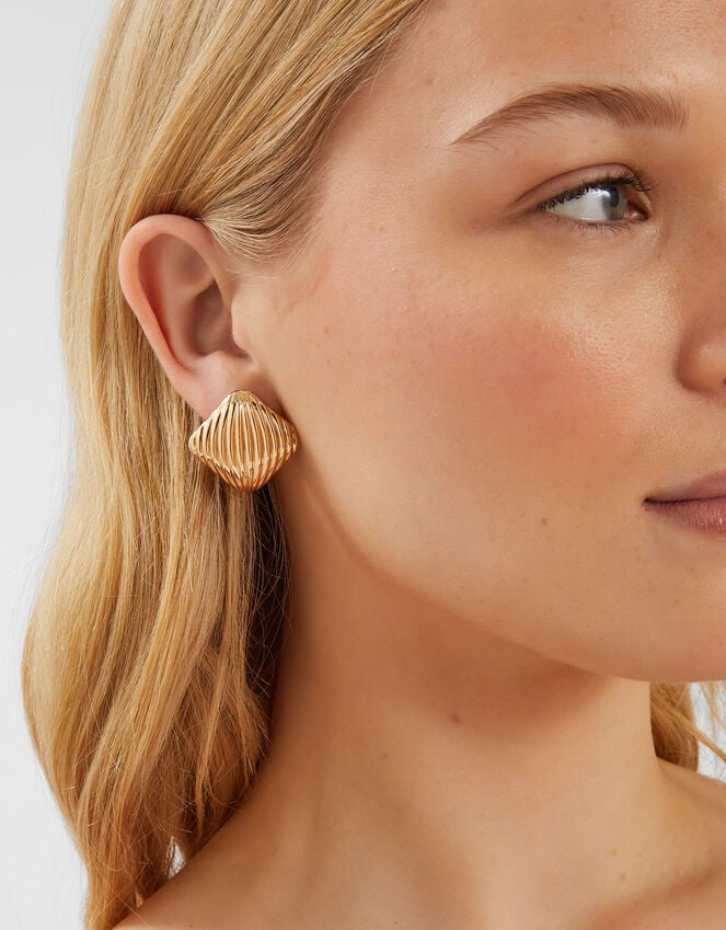 Accessorize Ribbed Square Stud Earrings