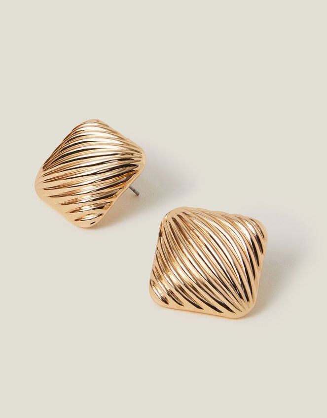 accessorize Ribbed Square Stud Earrings