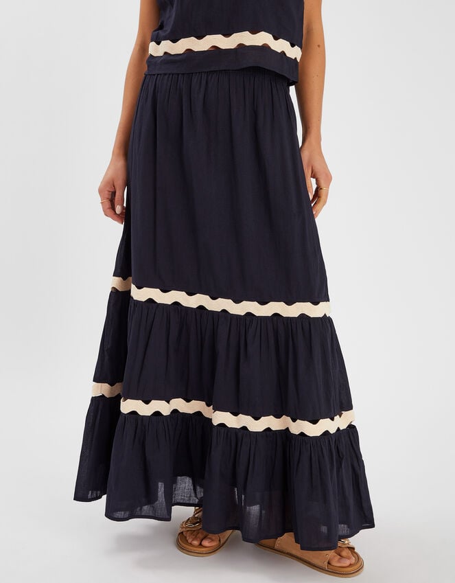 Accessorize Ric Rac Tiered Maxi Skirt Black