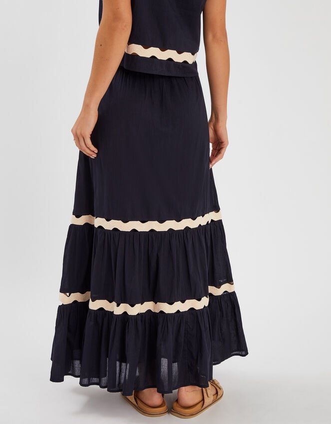 Accessorize Ric Rac Tiered Maxi Skirt Black