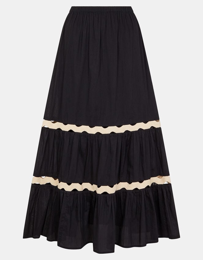 Accessorize Ric Rac Tiered Maxi Skirt Black