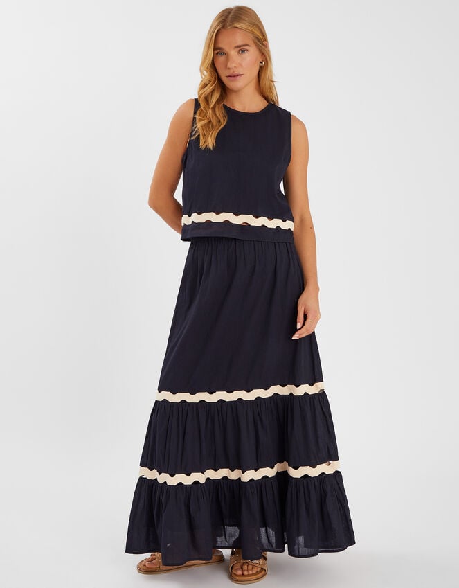 accessorize Ric Rac Tiered Maxi Skirt Black