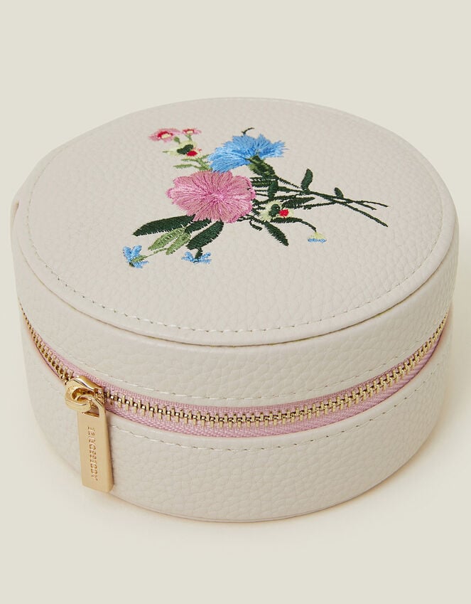 Accessorize Round Floral Embroidered Jewellery Box