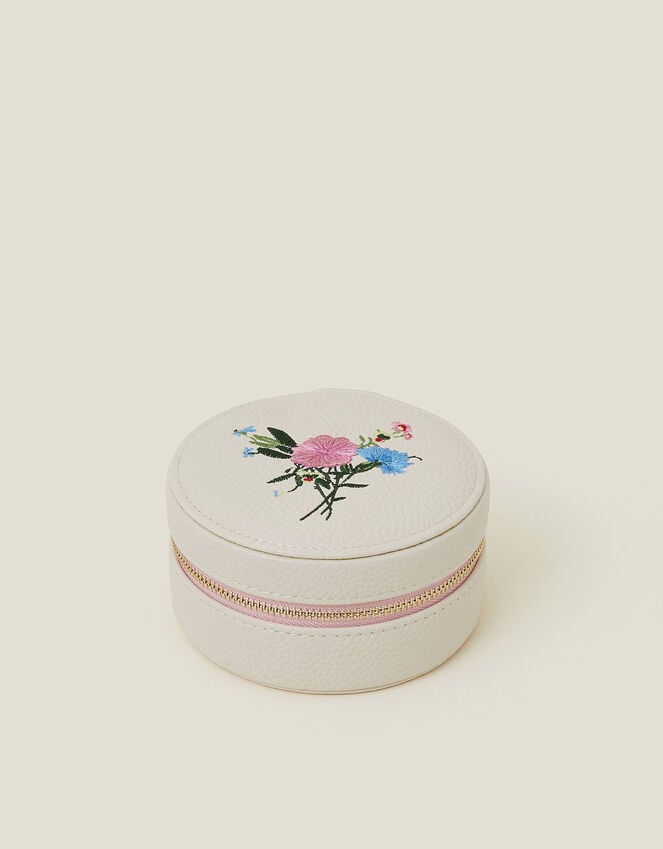 accessorize Round Floral Embroidered Jewellery Box
