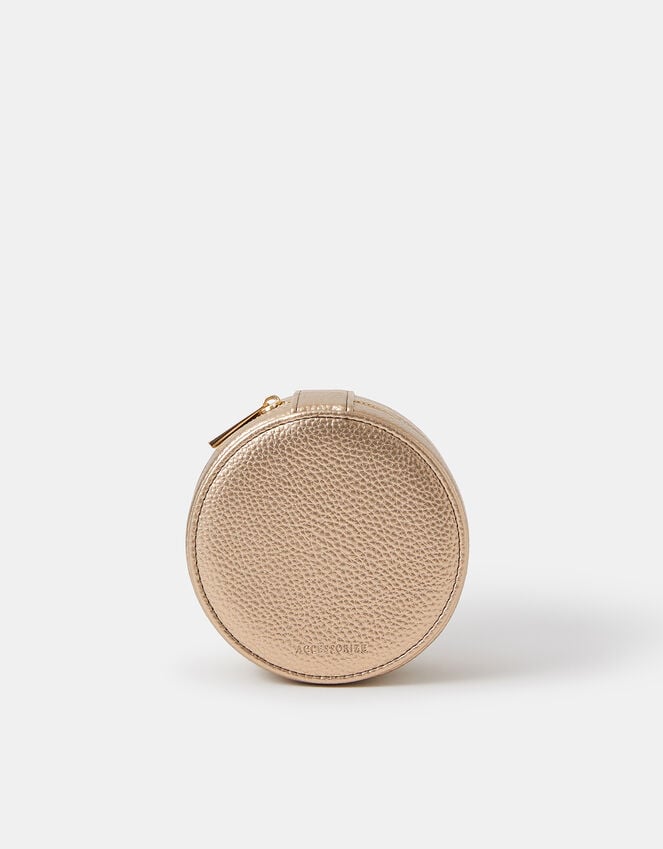 accessorize Round Metallic Jewellery Box