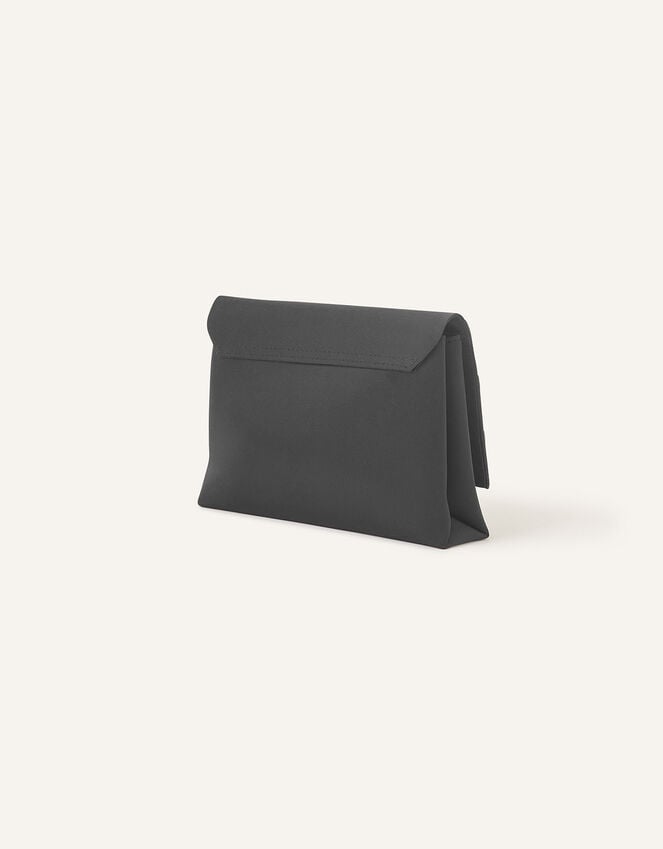 Accessorize Satin Fold Over Clutch Bag Black