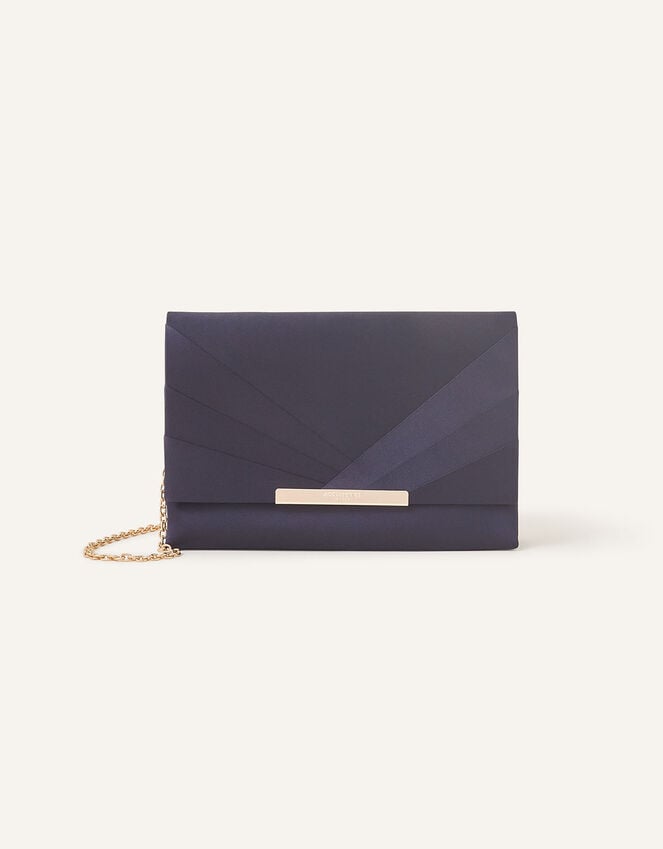 Accessorize Satin Fold Over Clutch Bag Blue