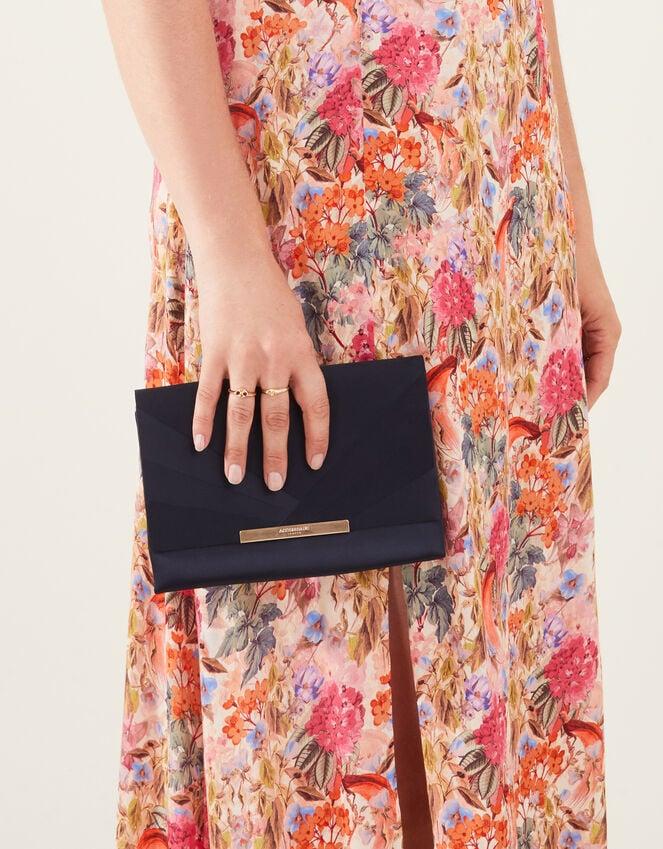 accessorize Satin Fold Over Clutch Bag Blue