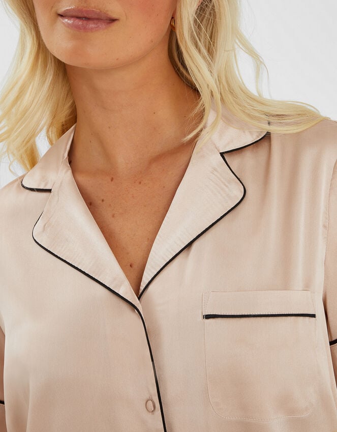 Accessorize Satin Short Pyjamas Set Camel