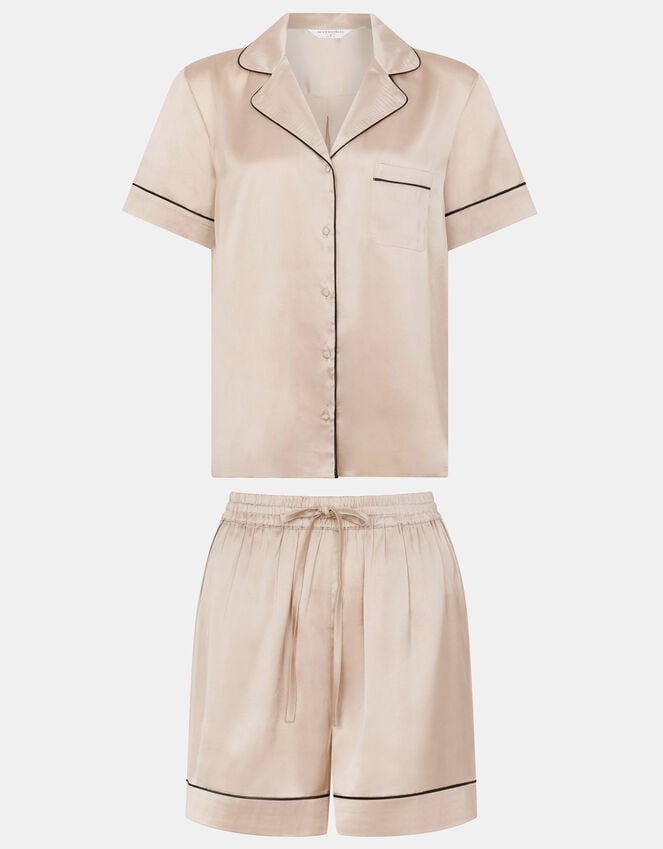 Accessorize Satin Short Pyjamas Set Camel