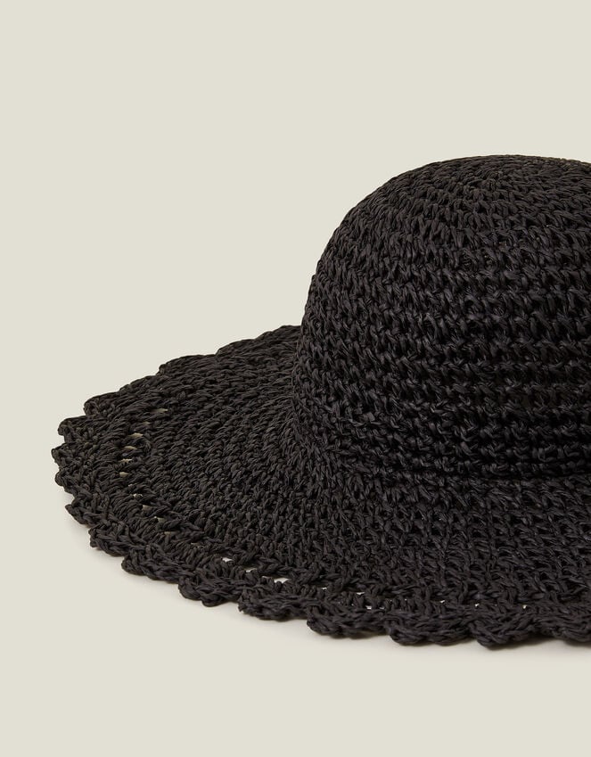 Accessorize Scallop Floppy Straw Sun Hat