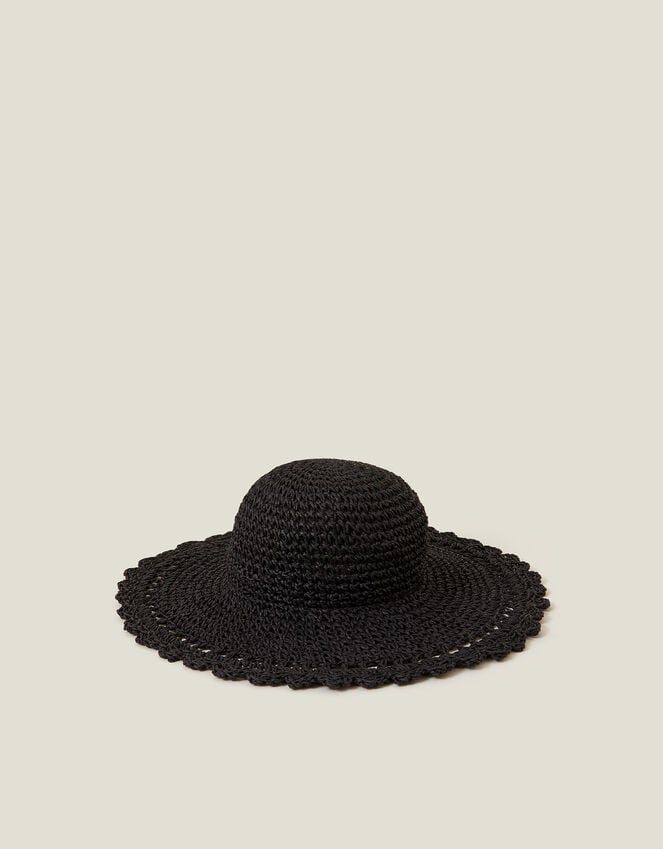 accessorize Scallop Floppy Straw Sun Hat