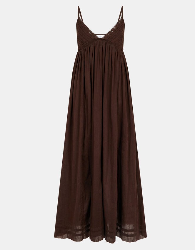 accessorize Schiffli V-Neck Maxi Dress Brown