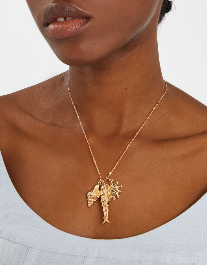 Accessorize Sea Charm Pendant Necklace Gold