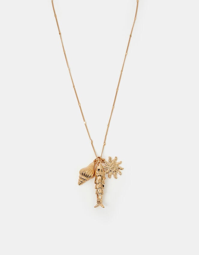 accessorize Sea Charm Pendant Necklace Gold
