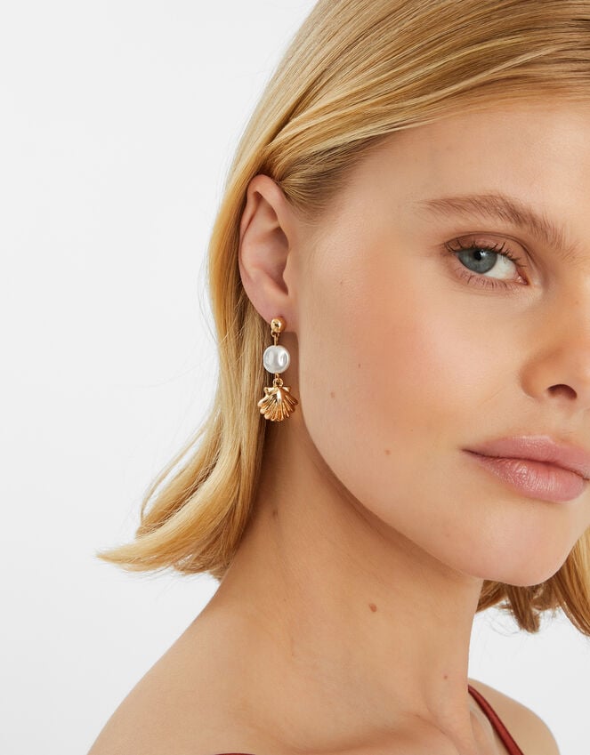 Accessorize Seashell Drop Earrings Gold