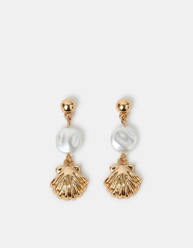 accessorize Seashell Drop Earrings Gold