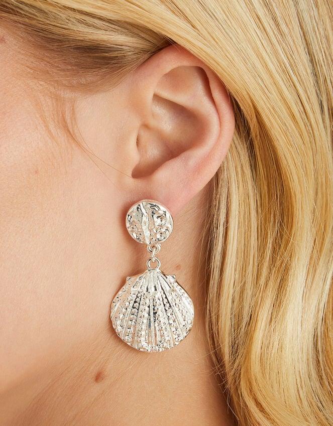 Accessorize Seashell Drop Earrings Silver