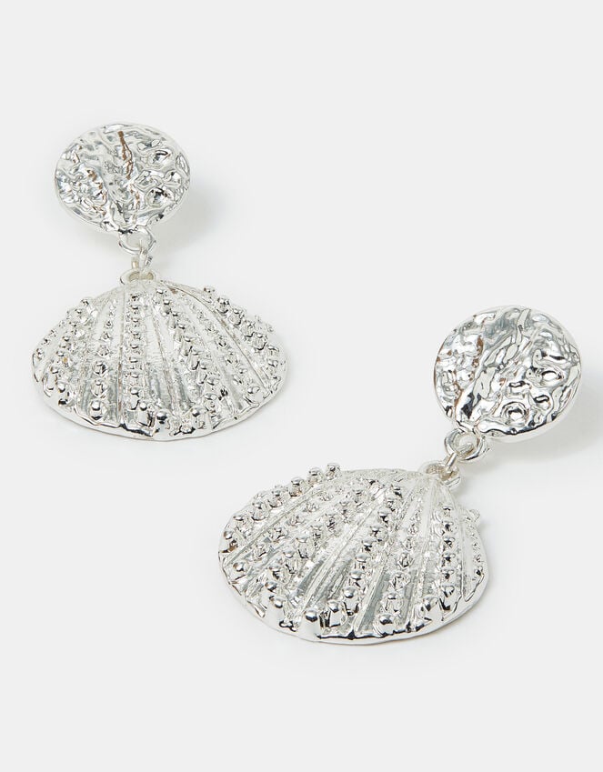 accessorize Seashell Drop Earrings Silver