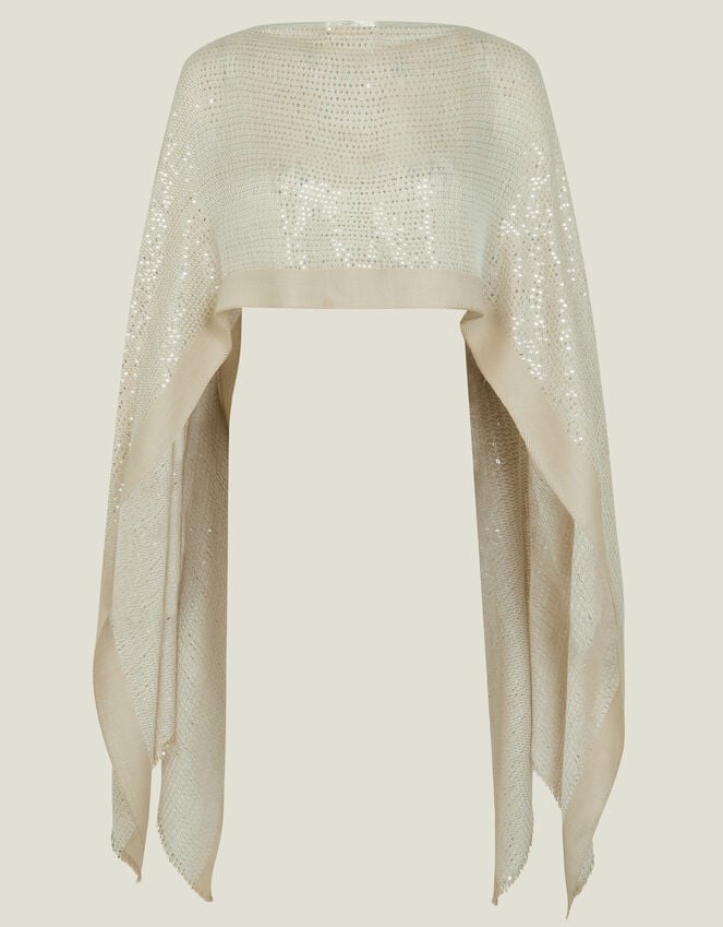 Accessorize Sequin Embellished Poncho Natural